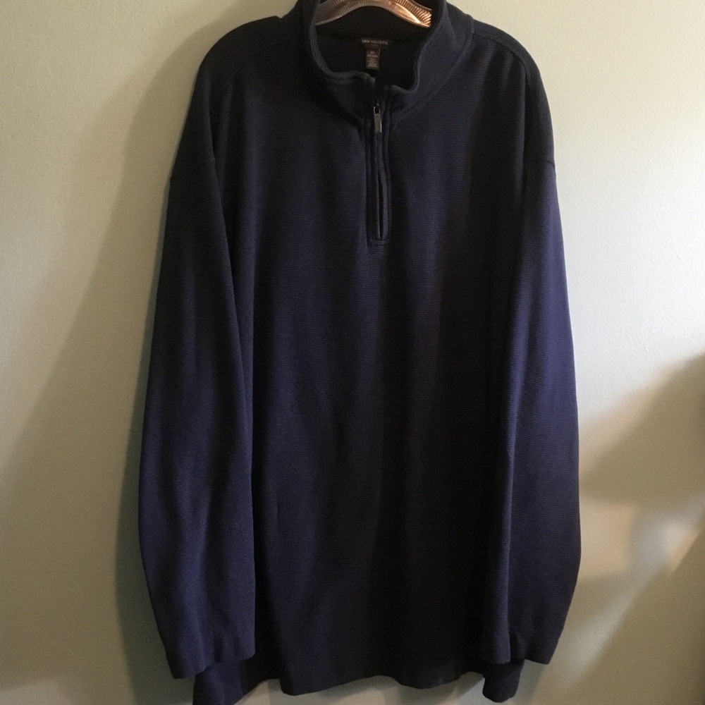 Van Heusen Men's Navy Half-Zip Heavyweight Knit  Shirt